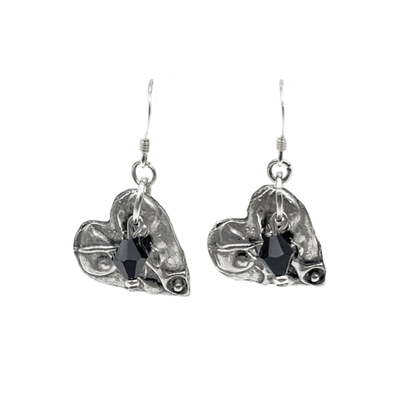 Artistic Preservation Hearts & Black Crystals Earrings