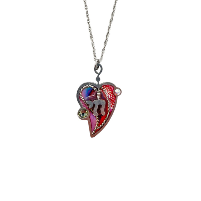 Seeka Pink Heart and Chai Necklace