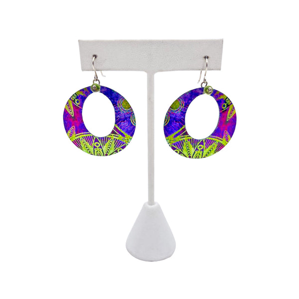 Singerman & Post "Purple Peacock" Hoop Earrings