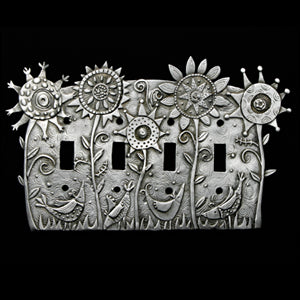 Leandra Drumm "Flower Power" Quad Switch Plate